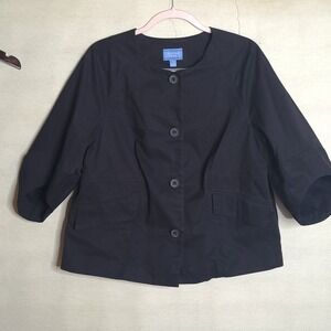 Simply Vera Vera Wang Black 3/4 Sleeve Button Front Jacket Women's Size L
